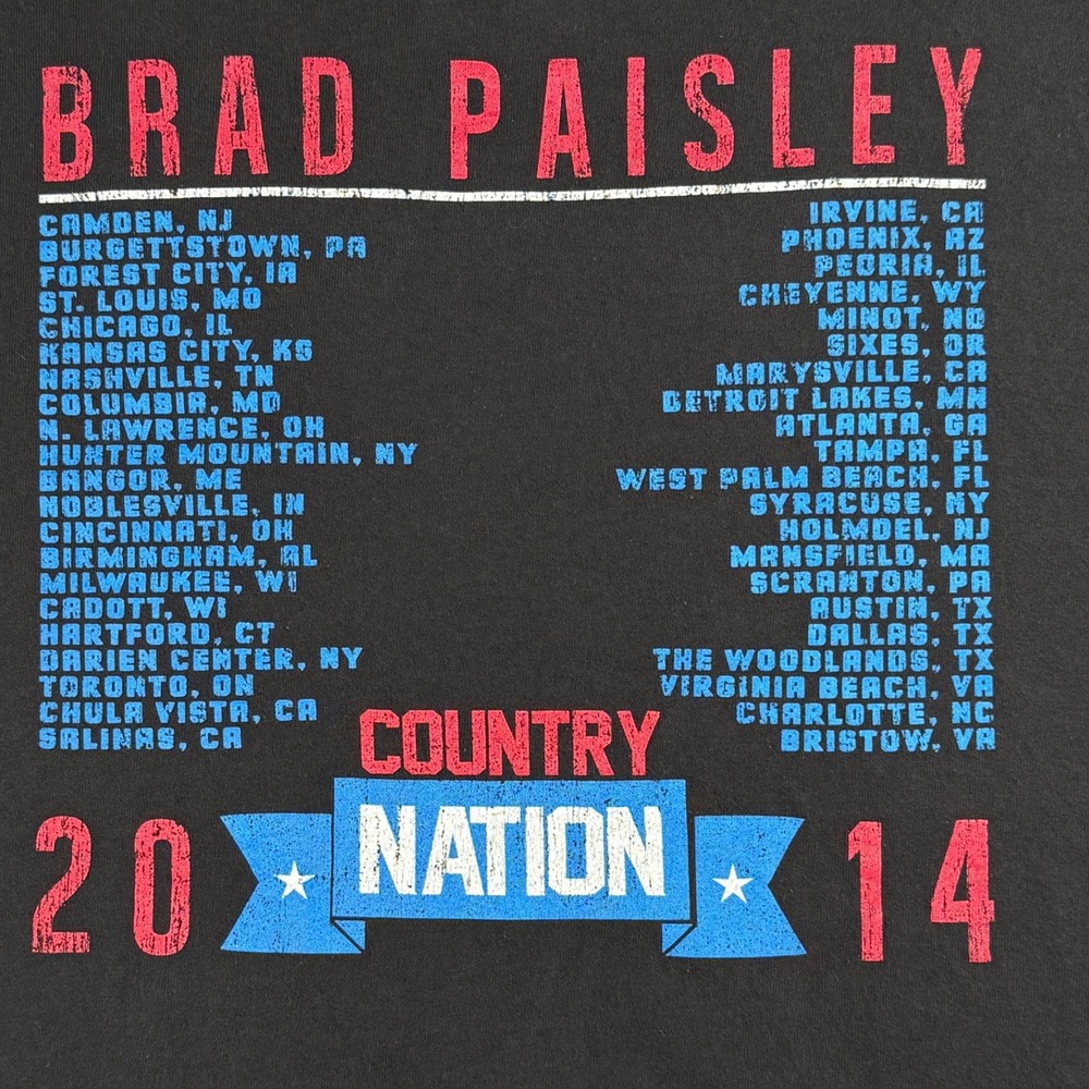 Brad Paisley Country Nation 2014 Tour T Shirt Black Graphic Country 2XL - Picture 4 of 8